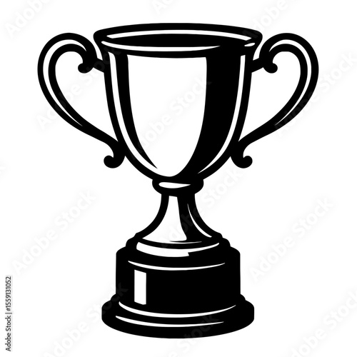 Classic Gold Trophy Cup Vector in Black and White - Ideal for Achievement, Award, and Victory-themed Designs