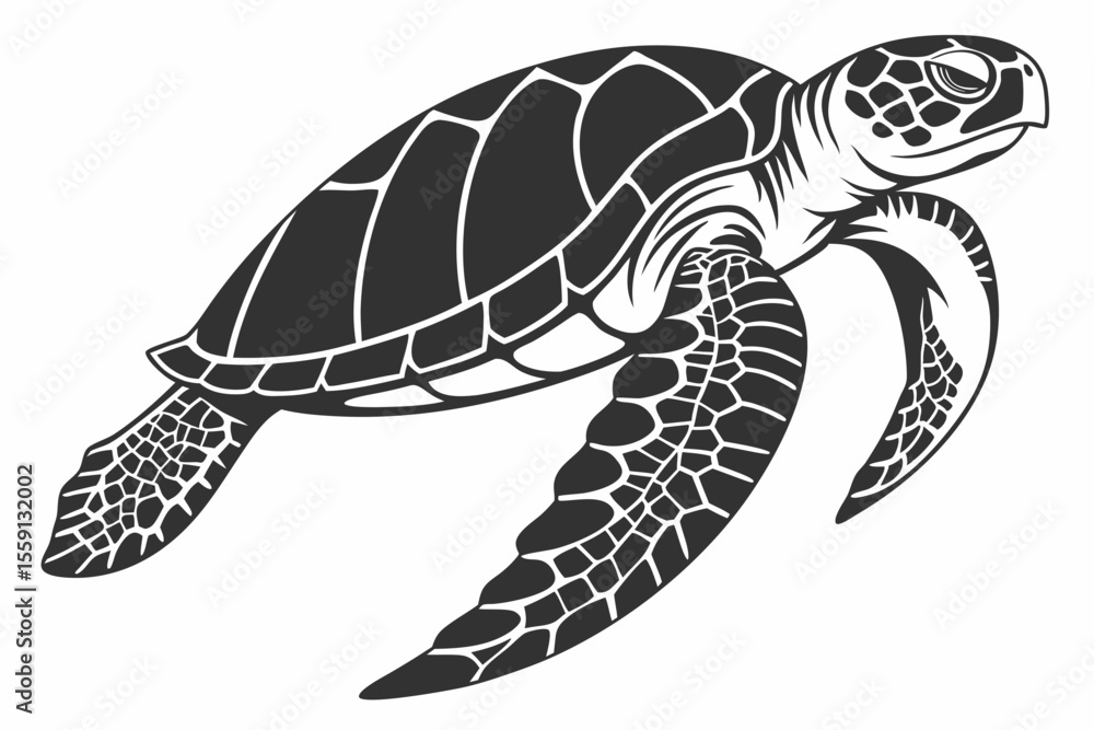 Fototapeta premium loggerhead turtle sihouette black vector