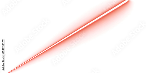 neon red line of light on transparent background. futuristic. design element. diagonal. laser. glow.