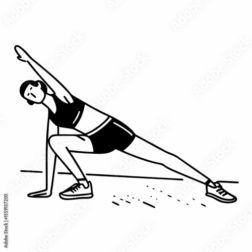 Woman performing side lunge exercise fitness stretching