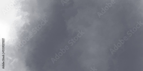 Cloud-Like Smoke Abstract powder or smoke isolated on black background with Gentle Grayscale Gradient. Worn and faded grunge-style black and gray watercolor wash with subtle cloudy details. 