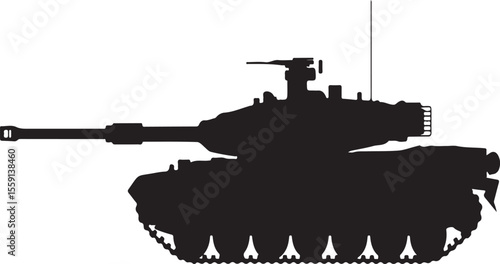 Modern main battle tank with turret and cannon silhouette