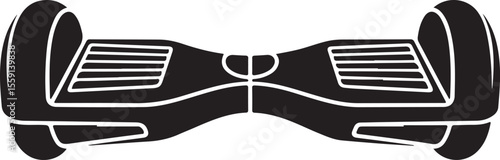 Black silhouette of a self balancing electric scooter on a white background