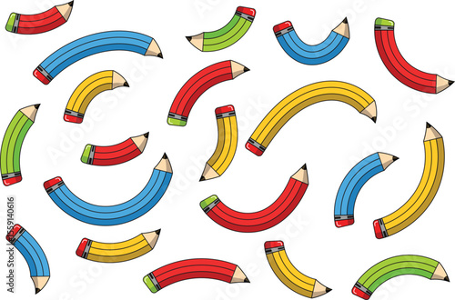 Colorful Curved Pencils Creative Education Background