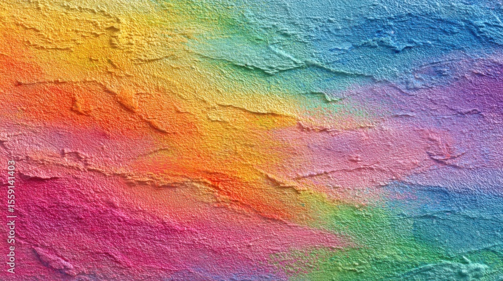 Obraz premium Bright and vivid hues blend seamlessly on a textured surface, creating an energetic visual that inspires creativity. This artwork showcases shades of red, orange, yellow, green, blue, and purple.