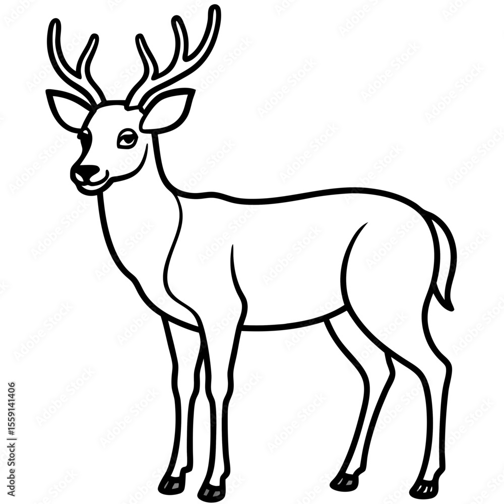 Fototapeta premium Elegant Wapiti and Vole Line Art Design