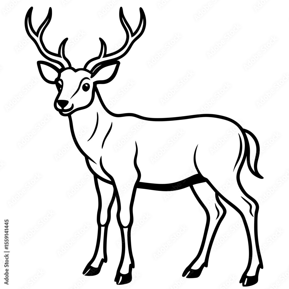 Fototapeta premium Elegant Wapiti and Vole Line Art Design