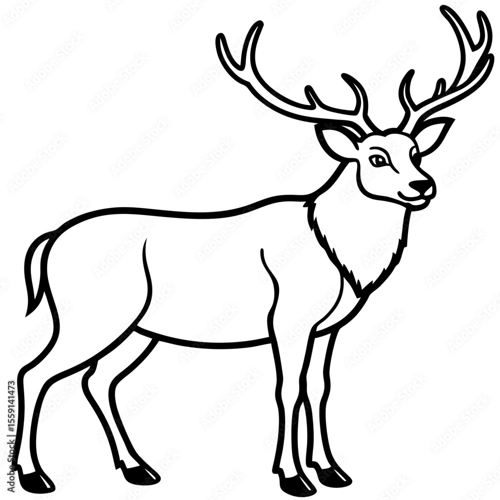 Elegant Wapiti and Vole Line Art Design Elegant Wapiti and Vole Line Art Design