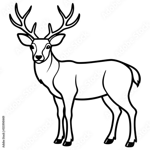 Elegant Wapiti and Vole Line Art Design