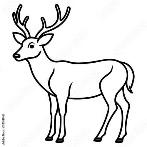 Elegant Wapiti and Vole Line Art Design
