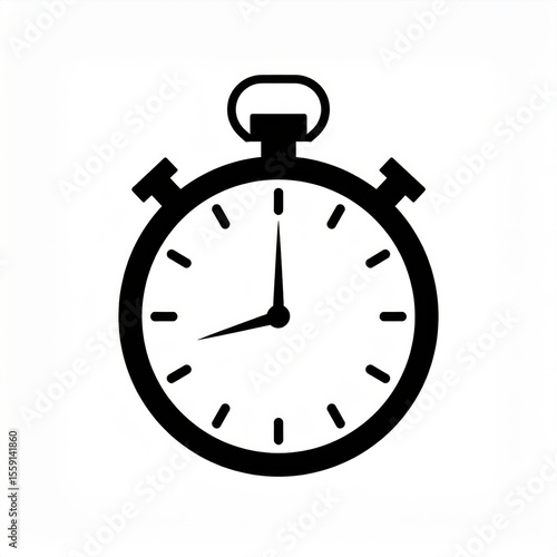 Black and White Isolated Stopwatch Icon Indicating Time Measurement