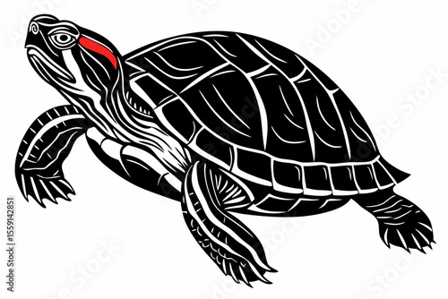 red eared slider sihouette black vector