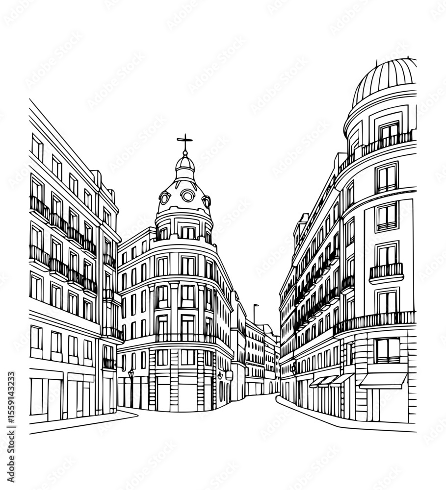 Obraz premium Line Art of Calle Serrano, Madrid