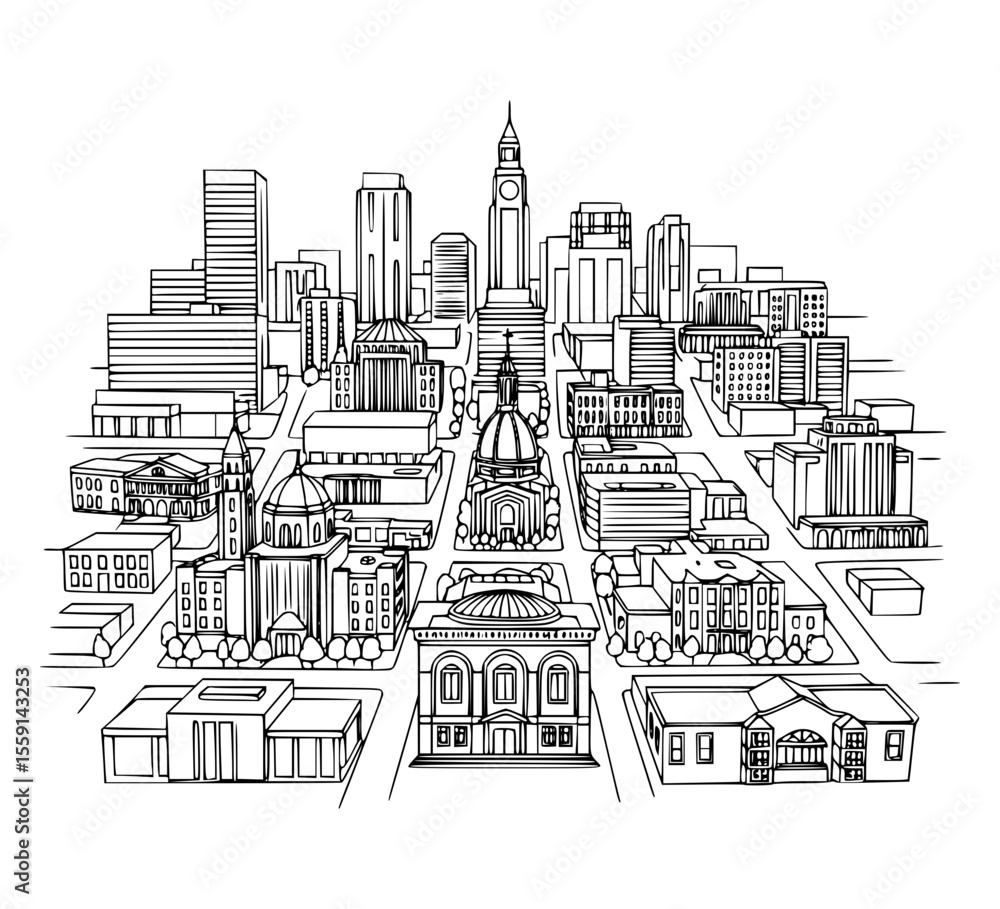 Obraz premium Line Art of Capitol Hill, Seattle