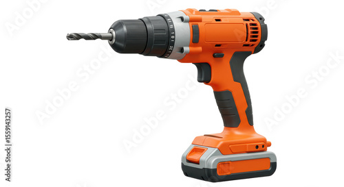 Isolated Orange Cordless Drill