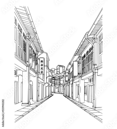 Line Art of Chulia Street, Penang