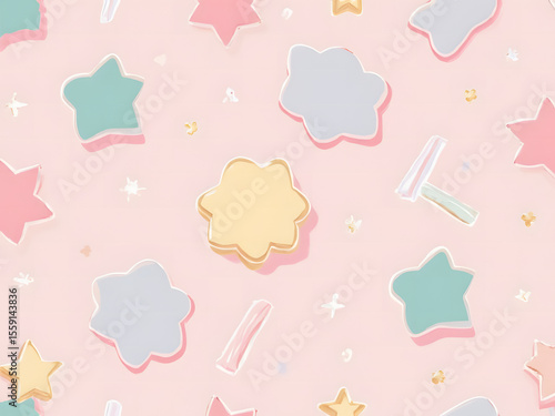 Seamless vintage pink vector baby shower pattern with cute heart and shoe decorations