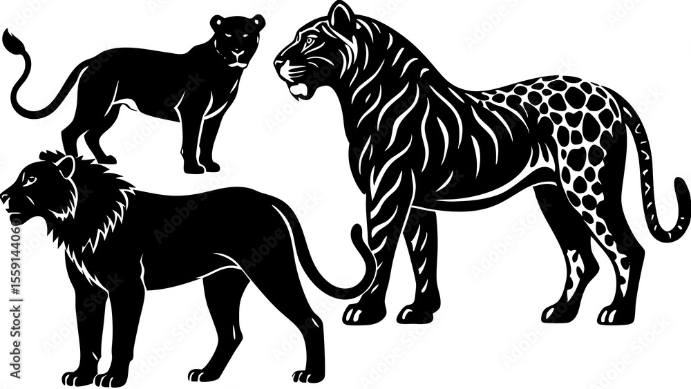 Fototapeta premium Vector Silhouette Animal Sets.