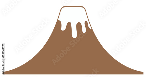 Mount Fuji in Japan, snow capped mountain with flat top, isolated. Flat vector illustration. Japanese New Year good luck symbol, holiday card, banner, poster, decor, design element
