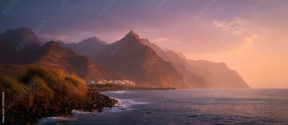Coastal Mountain Sunset Scenery in Tenerife Coastal Mountain Sunset Scenery in Tenerife