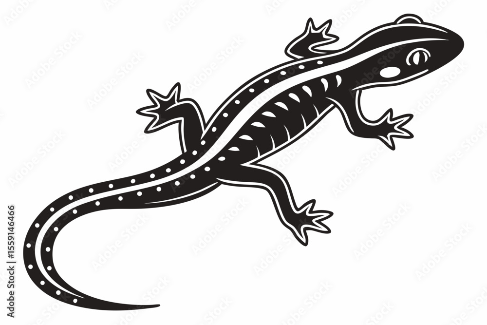 Naklejka premium salamander sihouette black vector