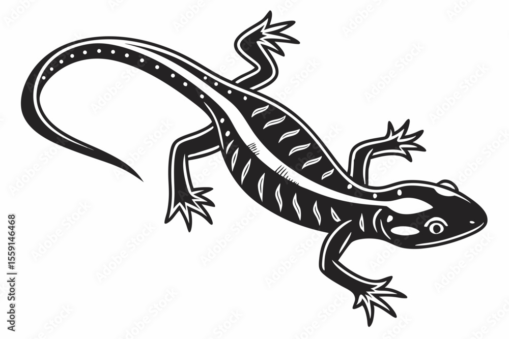 Naklejka premium salamander sihouette black vector