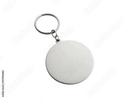  round white keychain isolated on white background PNG ,AI GENERATED