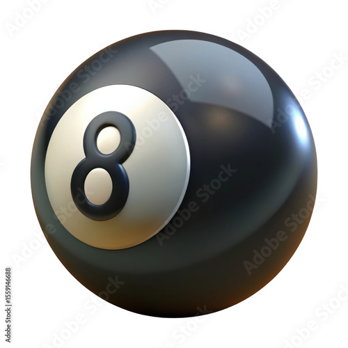 Eight ball billiards ball isolated on transparent background