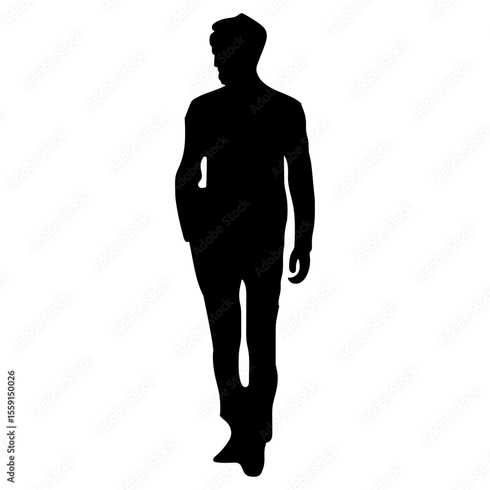Fototapeta premium Silhouette of a Business Person Black Vector Outline for Graphic Design, Icons, Pictograms Minimalist Male Figure Illustration for Web, UI, Branding, Print, and Marketing Use