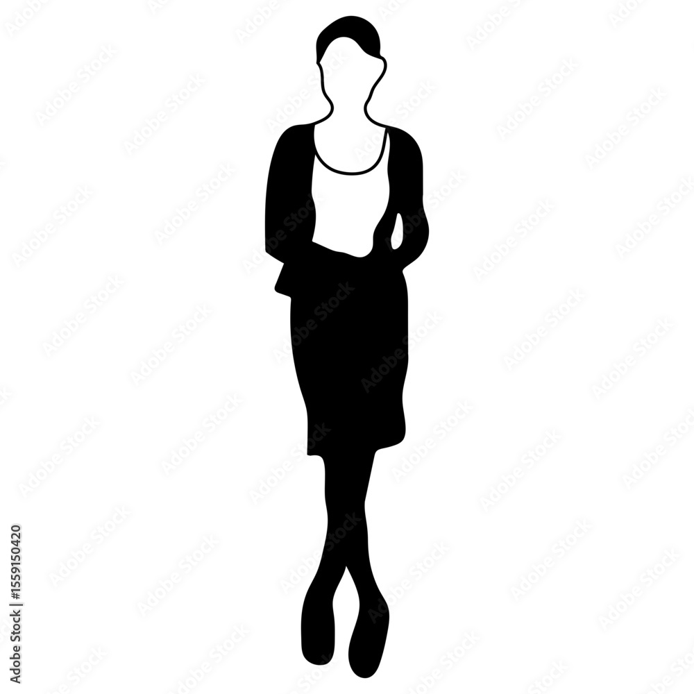 Fototapeta premium Silhouette of a Business Person Black Vector Outline for Graphic Design, Icons, Pictograms Minimalist Male Figure Illustration for Web, UI, Branding, Print, and Marketing Use
