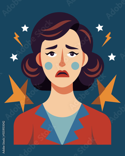 Despite her successes the actress couldnt escape the negative feedback and scrutiny from the public and media leaving her feeling drained and defeated.. Vector illustration