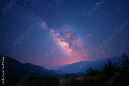Wallpaper Mural Milky Way over Mountain Range at Night Torontodigital.ca