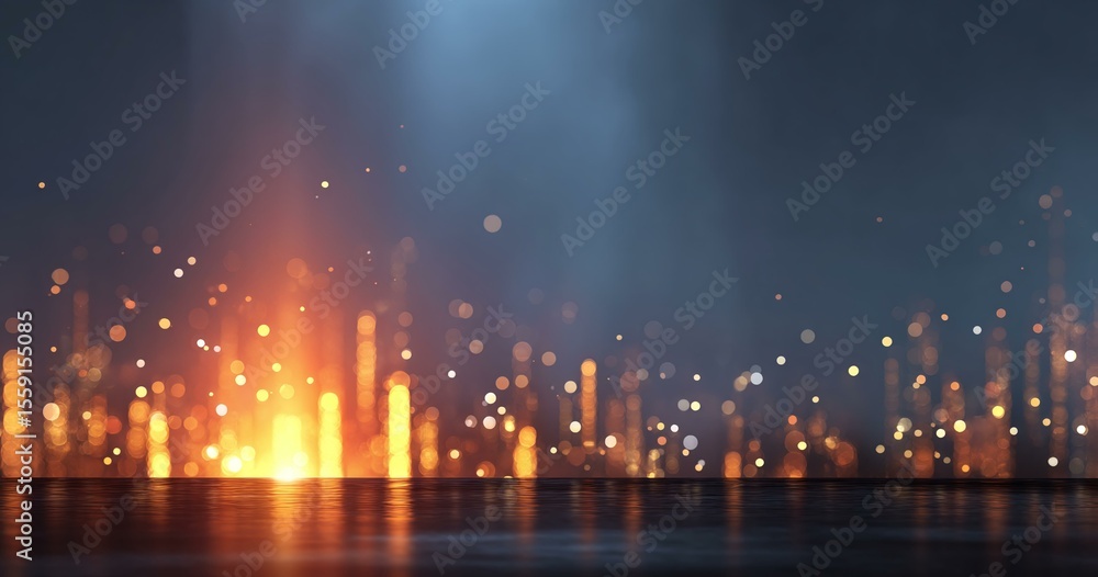 Fototapeta premium Abstract Cityscape Bokeh Background with Orange Light