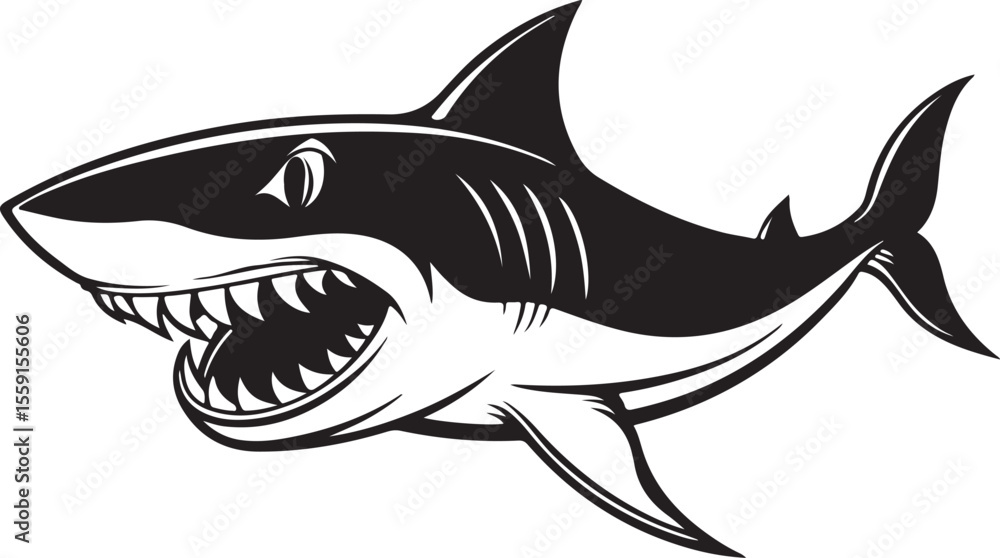 Naklejka premium shark vector design, shark silhouette, shark transparent background