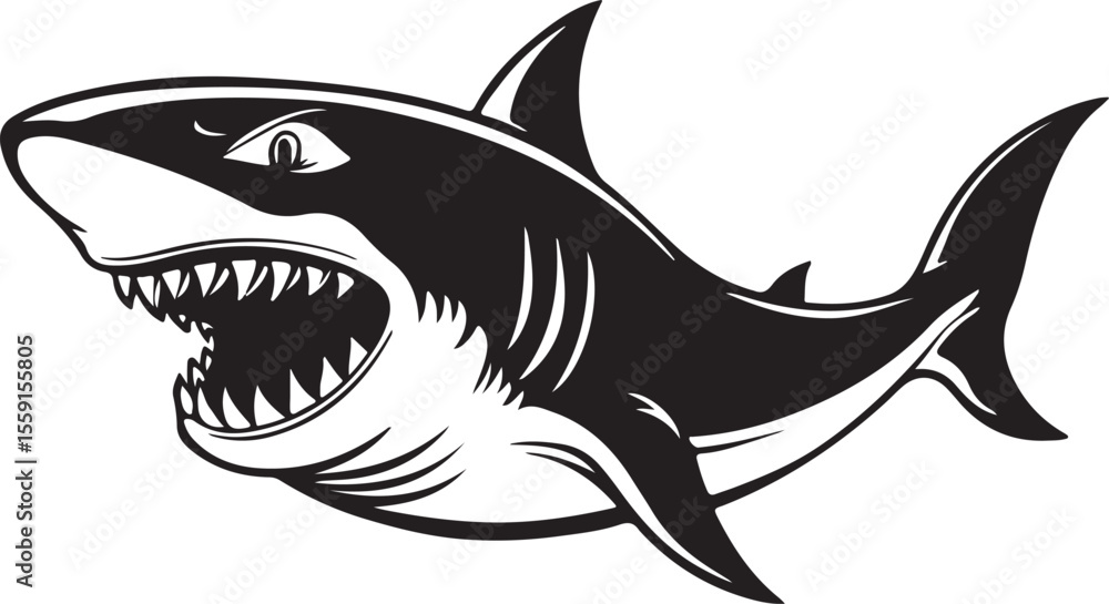 Fototapeta premium shark vector design, shark silhouette, shark transparent background