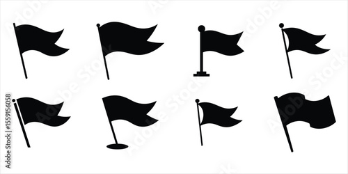 flag icon set vector silhouette on white background.