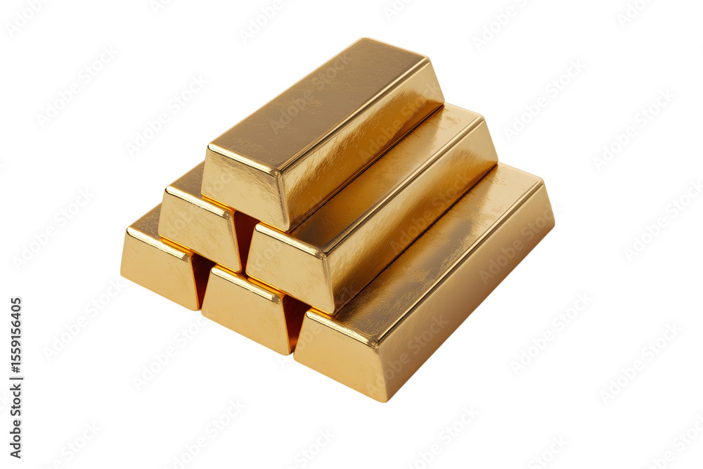 3D gold bars isolated on a transparent background in PNG format. 3D gold bars isolated on a transparent background in PNG format.