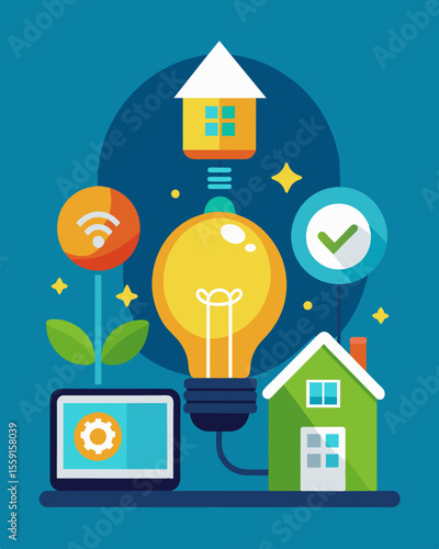 A campaign to promote energysaving practices in homes and businesses such as using LED light bulbs and turning off electronics when not in use.. Vector illustration