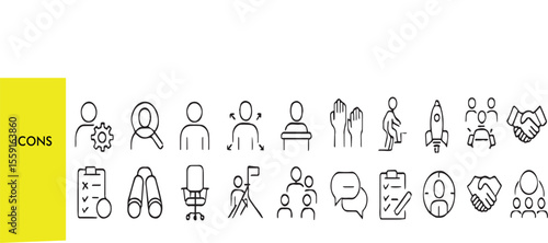 Recruitment Icon Set – Headhunting, Resume & Hiring Symbols