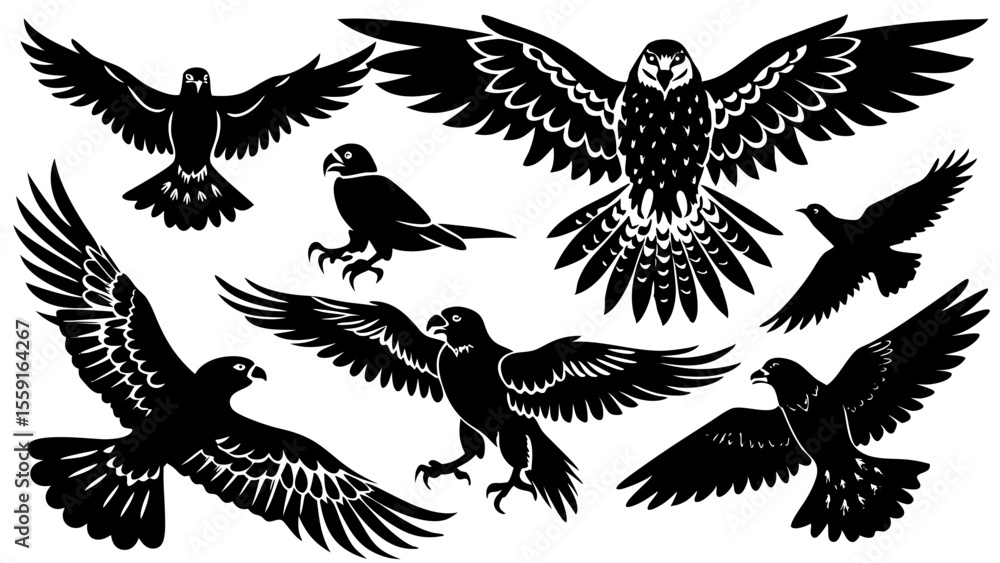 Obraz premium Vector Silhouette Animal Sets – Minimal Black Silhouettes on White Background