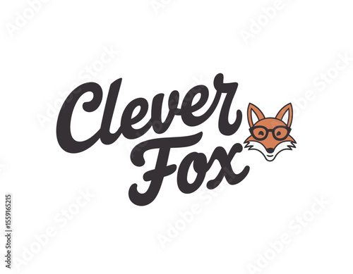 Clever fox logo design icon vector with white background.