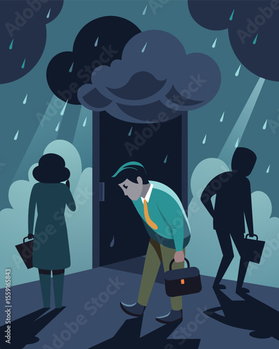 The mood was instantly soured as soon as they walked into the room bringing with them a heavy weight of negativity.. Vector illustration