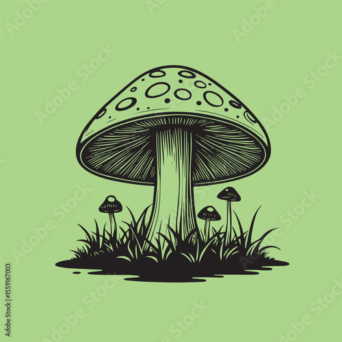 Minimalist mushroom design vector illustration