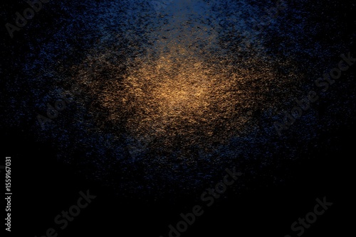 Abstract grainy background: dark blue to gold gradient texture.