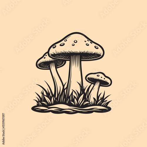Minimalist mushroom design vector illustration