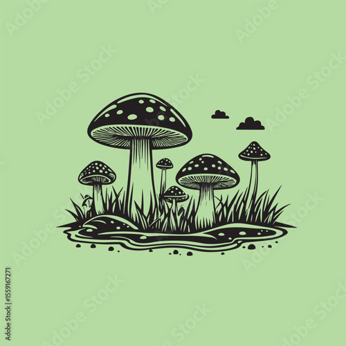 Minimalist mushroom design vector illustration