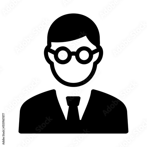 メガネをかけたスーツ男性のシルエットアイコン