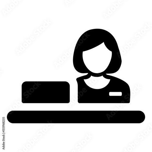 レジカウンターと女性シルエットのアイコン