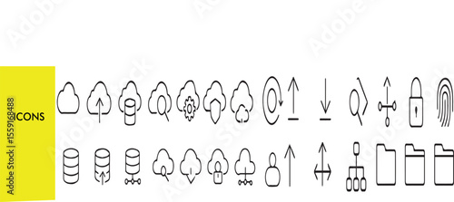 Cloud Computing Icon Set – Server, Network & Data Storage Symbols