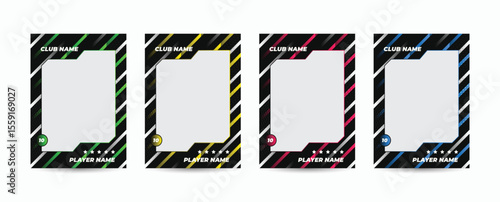 Set of player trading card templates, Photo frame, and border collection for soccer, hockey, volleyball, and basketball players. Sport flyer layout design template (EPS 10)	